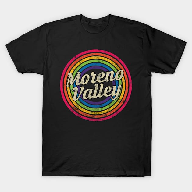 Moreno Valley - Retro Rainbow Faded-Style T-Shirt by MaydenArt